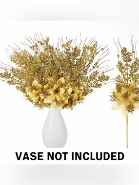 15 Pc 17” Gold Poinsettia and Foliage